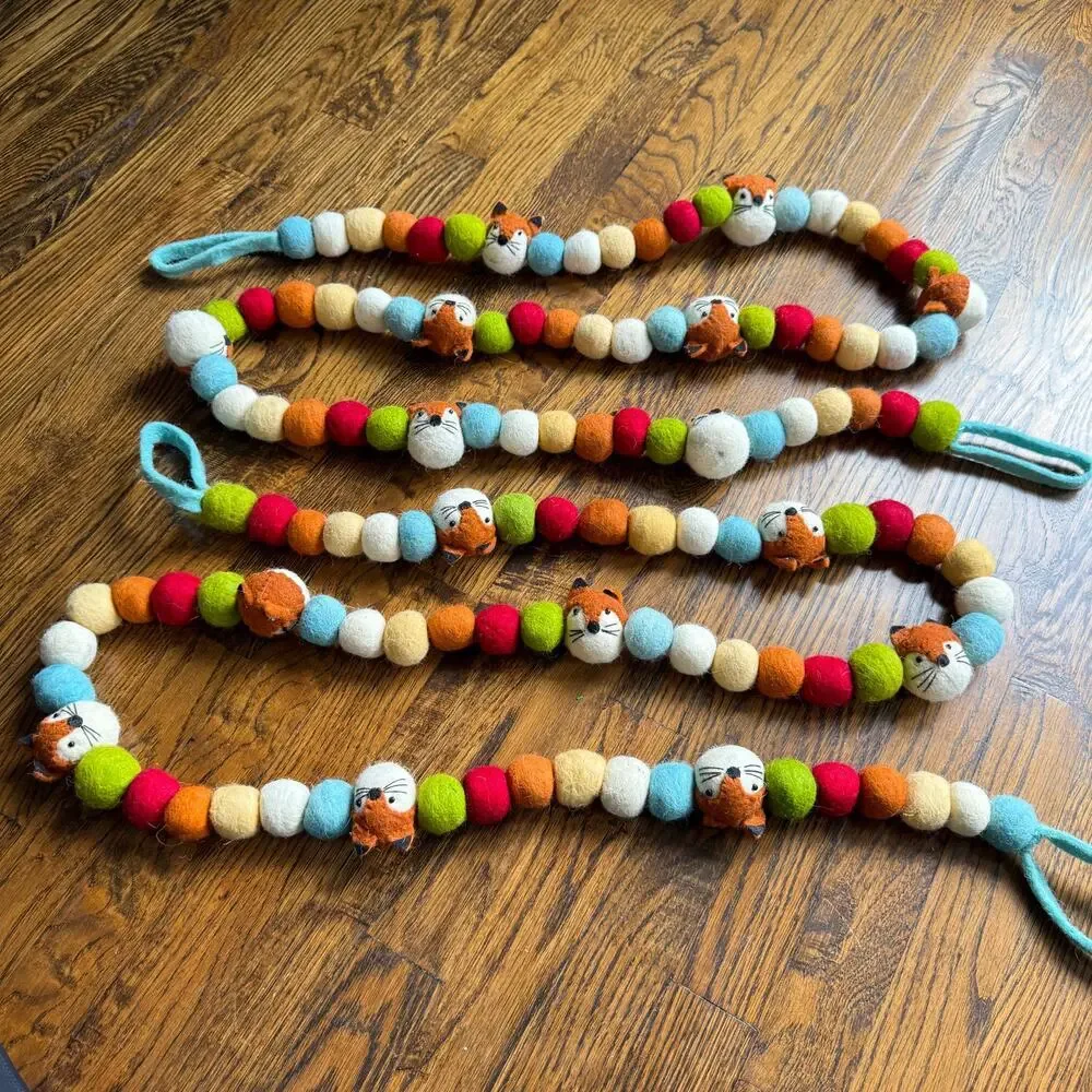 Felted Wool Woodland Garland Nursery Fox Set 87